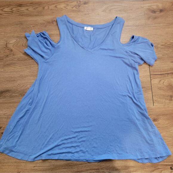 Women' Westport Periwinkle Cold Shoulder Short Sleeve Shirt SZ Small - Picture 1 of 6